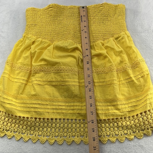 NWT Lane Bryant 14,Yellow Strapless Smocked 100% Cotton Feminine Bohemian Blouse - Picture 2 of 14